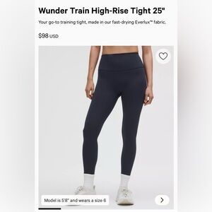 lululemon athletica Wunder Train High-Rise Tight 25” in true navy